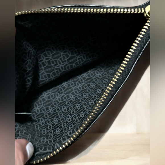 LODIS CLUTCH Wristlet Purse, Black Leather Zipper Pouch Wallet Designer - Picture 5 of 8